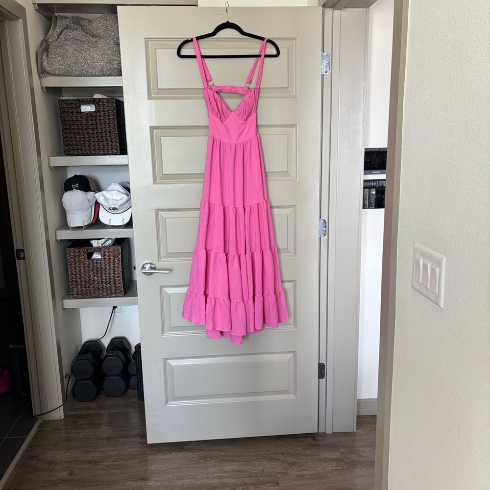 Princess Polly Bright Pink Tiered Sundress